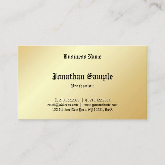 Gepersonaliseerde Glamoureuze Faux Gold Calligraph Visitekaartje (Voorkant)