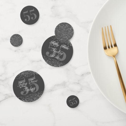 Gepersonaliseerde glamoureuze tafel confetti 55e (Groep)