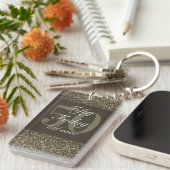 Gepersonaliseerde glamoureuze verjaardag sleutelha sleutelhanger (Voorkant Rechts)