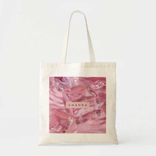 Gepersonaliseerde Glanzende Roze Ijs Glossy Tote Bag (Voorkant)
