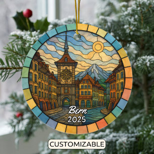 Gepersonaliseerde Glas in lood Bern Ornament