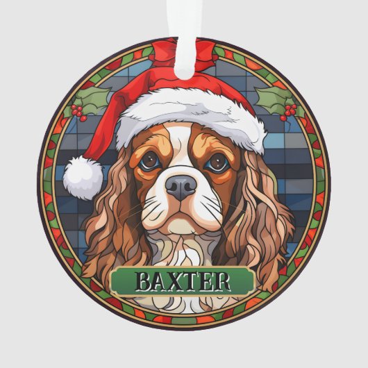 Gepersonaliseerde Glas in lood Cavalier King Charl Ornament (achterkant)