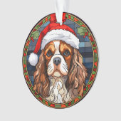 Gepersonaliseerde Glas in lood Cavalier King Charl Ornament (voorkant)