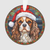 Gepersonaliseerde Glas in lood Cavalier King Charl Ornament (voorkant)