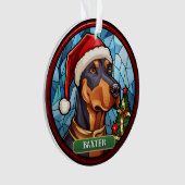 Gepersonaliseerde Glas in lood Doberman Ornament (voorkant)