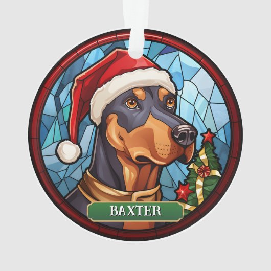 Gepersonaliseerde Glas in lood Doberman Ornament (achterkant)