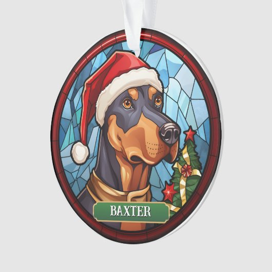 Gepersonaliseerde Glas in lood Doberman Ornament (voorkant)