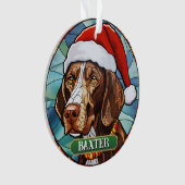 Gepersonaliseerde Glas in lood Duitse Korthaar Poi Ornament (voorkant)