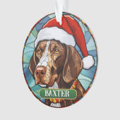 Gepersonaliseerde Glas in lood Duitse Korthaar Poi Ornament (voorkant)