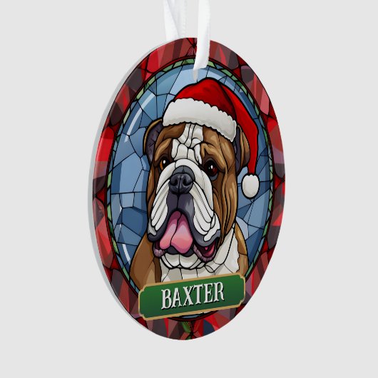Gepersonaliseerde Glas in lood Franse Bulldog Xmas Ornament (voorkant)