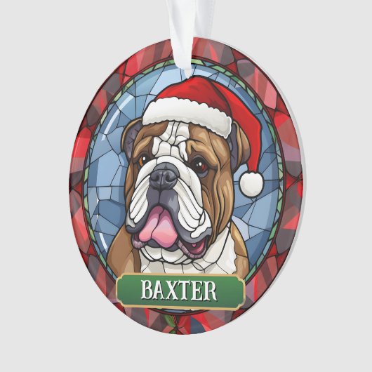 Gepersonaliseerde Glas in lood Franse Bulldog Xmas Ornament (voorkant)