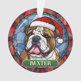 Gepersonaliseerde Glas in lood Franse Bulldog Xmas Ornament