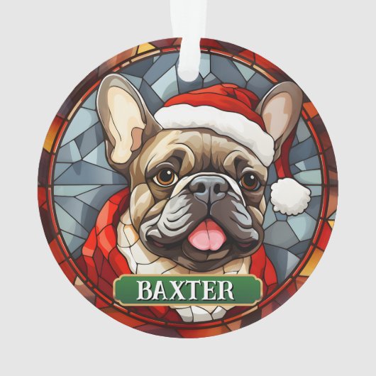 Gepersonaliseerde Glas in lood Frenchie Xmas Ornament (achterkant)
