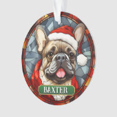 Gepersonaliseerde Glas in lood Frenchie Xmas Ornament (voorkant)