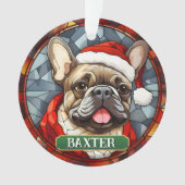 Gepersonaliseerde Glas in lood Frenchie Xmas Ornament (voorkant)