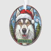 Gepersonaliseerde Glas in lood Husky Xmas Ornament (voorkant)