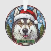 Gepersonaliseerde Glas in lood Husky Xmas Ornament (voorkant)