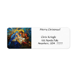 Gepersonaliseerde Glas in lood kerststal Etiket