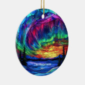 Gepersonaliseerde Glas in lood Look Northern Light Keramisch Ornament (Rechts)