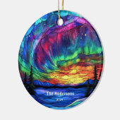 Gepersonaliseerde Glas in lood Look Northern Light Keramisch Ornament (Links)