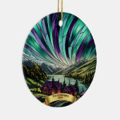 Gepersonaliseerde Glas in lood Look Northern Light Keramisch Ornament (Rechts)