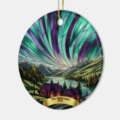 Gepersonaliseerde Glas in lood Look Northern Light Keramisch Ornament (Links)