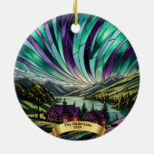 Gepersonaliseerde Glas in lood Look Northern Light Keramisch Ornament (Achterkant)