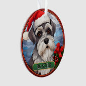 Gepersonaliseerde Glas in lood Miniatuur Schnauzer Ornament (voorkant)