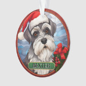 Gepersonaliseerde Glas in lood Miniatuur Schnauzer Ornament (voorkant)
