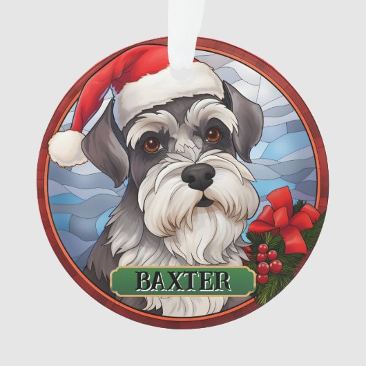 Gepersonaliseerde Glas in lood Miniatuur Schnauzer Ornament (voorkant)