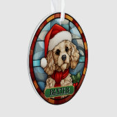 Gepersonaliseerde Glas in lood poedel Ornament (voorkant)