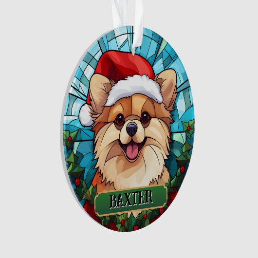 Gepersonaliseerde Glas in lood pomeranisch Ornament (voorkant)