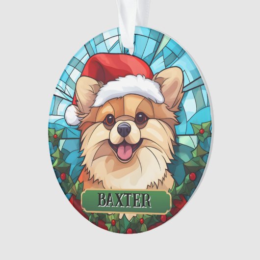 Gepersonaliseerde Glas in lood pomeranisch Ornament (voorkant)