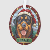 Gepersonaliseerde Glas in lood Rottweiler Ornament (voorkant)