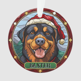 Gepersonaliseerde Glas in lood Rottweiler Ornament