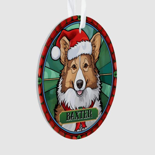 Gepersonaliseerde Glas in lood Shetland Sheepdog Ornament (voorkant)