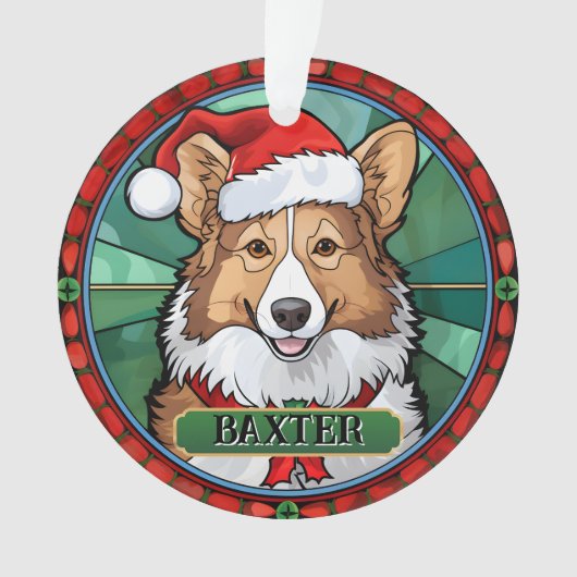 Gepersonaliseerde Glas in lood Shetland Sheepdog Ornament (voorkant)