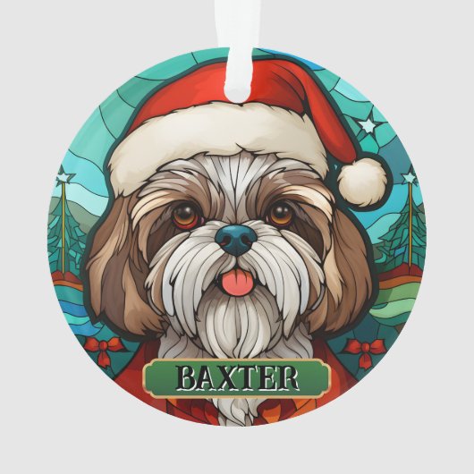 Gepersonaliseerde Glas in lood Shih Tzu Ornament (achterkant)