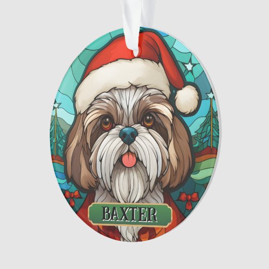 Gepersonaliseerde Glas in lood Shih Tzu Ornament (voorkant)