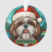Gepersonaliseerde Glas in lood Shih Tzu Ornament (voorkant)