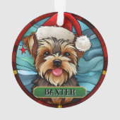 Gepersonaliseerde Glas in lood Yorkie Ornament (achterkant)