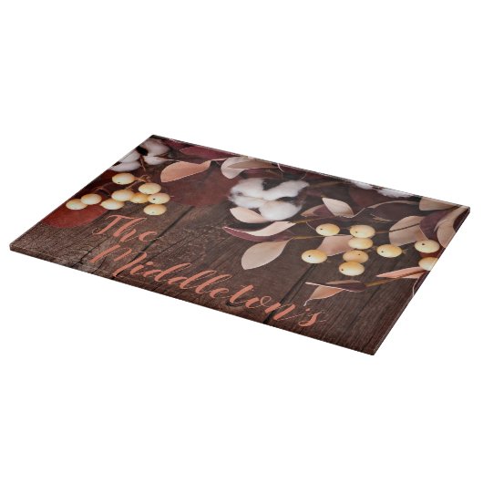 Gepersonaliseerde glas snijden katoenen tak op don snijplank (Hoek)