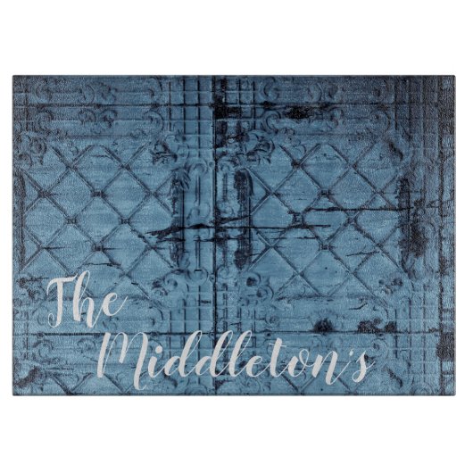 Gepersonaliseerde Glas Snijden Rustieke Tin Panel Snijplank (Voorkant)