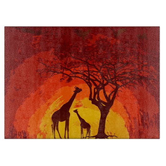 Gepersonaliseerde Glass Cutting African Safari Gir Snijplank (Voorkant)