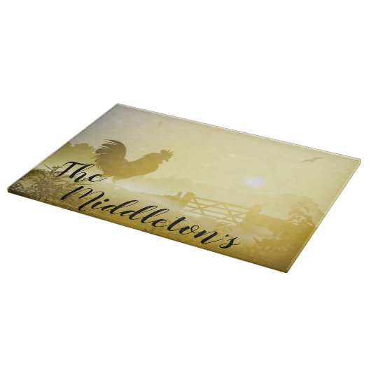 Gepersonaliseerde Glass Cutting Sunny Morning Boer Snijplank (Hoek)