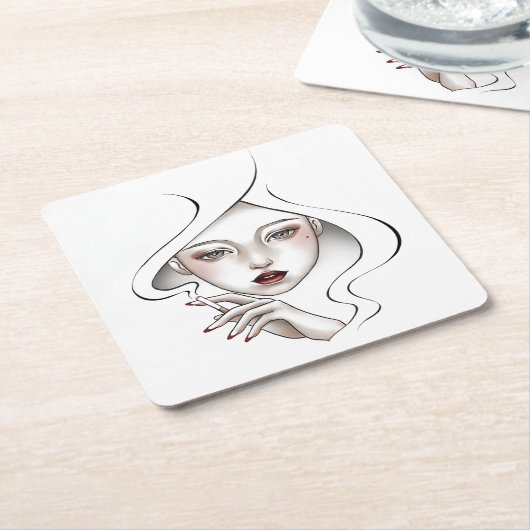 Gepersonaliseerde glazen wanden Witte rokerdochter Kartonnen Onderzetters (Schuin)