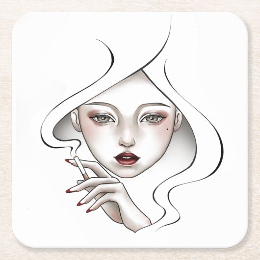 Gepersonaliseerde glazen wanden Witte rokerdochter Kartonnen Onderzetters (Voorkant)