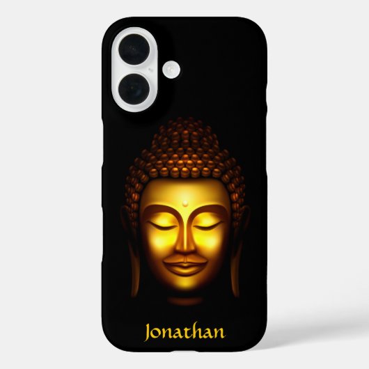 Gepersonaliseerde Glimlachende Boeddha Goud en Zwa Case-Mate iPhone Case (Achterkant)