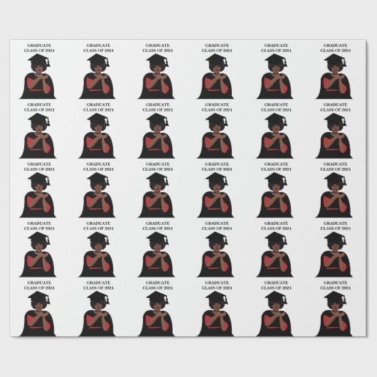 Gepersonaliseerde glimlachende vrouw Afstuderen Cadeaupapier (Vlak)