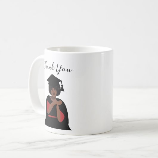 Gepersonaliseerde glimlachende vrouw Afstuderen Koffiemok (Voorkant links)